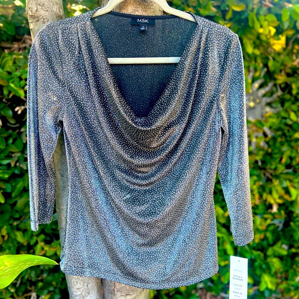 MSK Black and Silver Sparkle Top